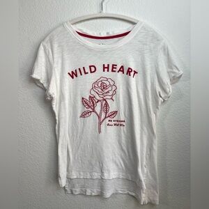 PJ Salvage White Short-Sleeve Tee with Red Rose Graphic